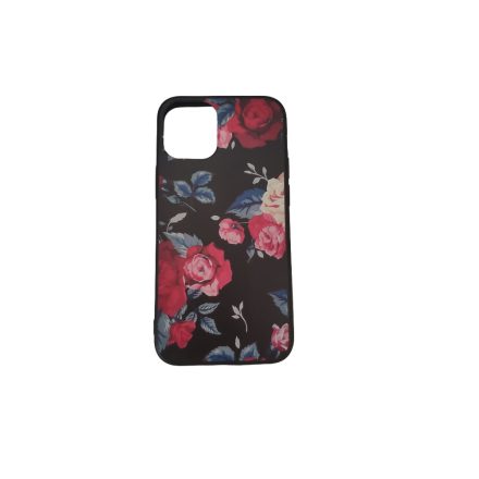 Iphone 12 Mini 3D virágmintás fekete tok